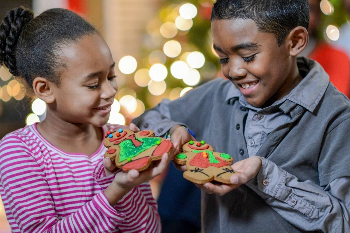 Two Kids Eat Christmas Cookies