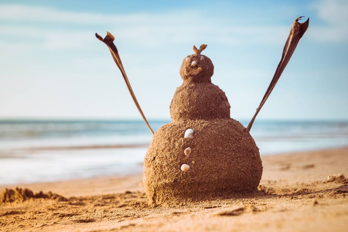 Sand Snowman on Beach