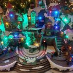 christmas village with colorful lights