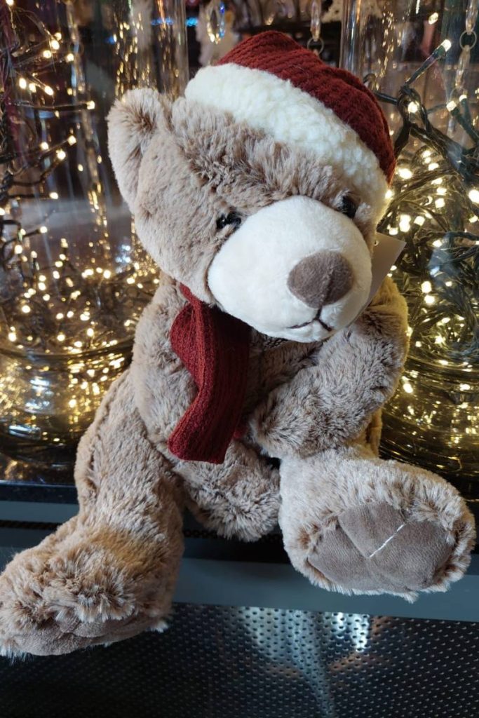teddy bear with christmas head