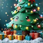 A cartoonish Christmas tree with an expressive face and colorful lights, capturing the humor and holiday cheer of the Nostalgia Critic's iconic review.