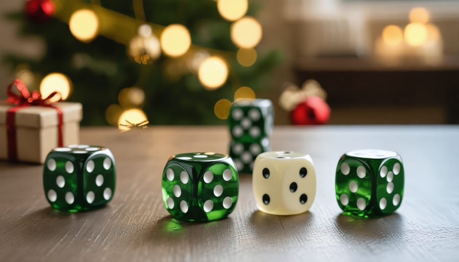 Group of children playing simplified dice gift exchange game with wrapped presents