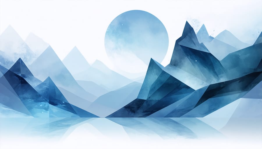 Ethereal winter fog and ice crystals creating mysterious frozen landscape of Niflheim