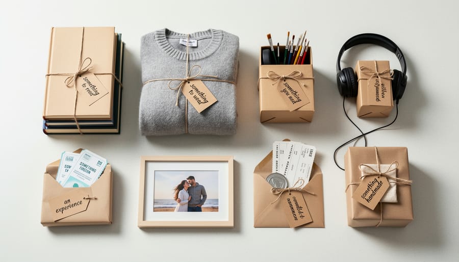 Child opening a book gift on Christmas morning surrounded by other presents